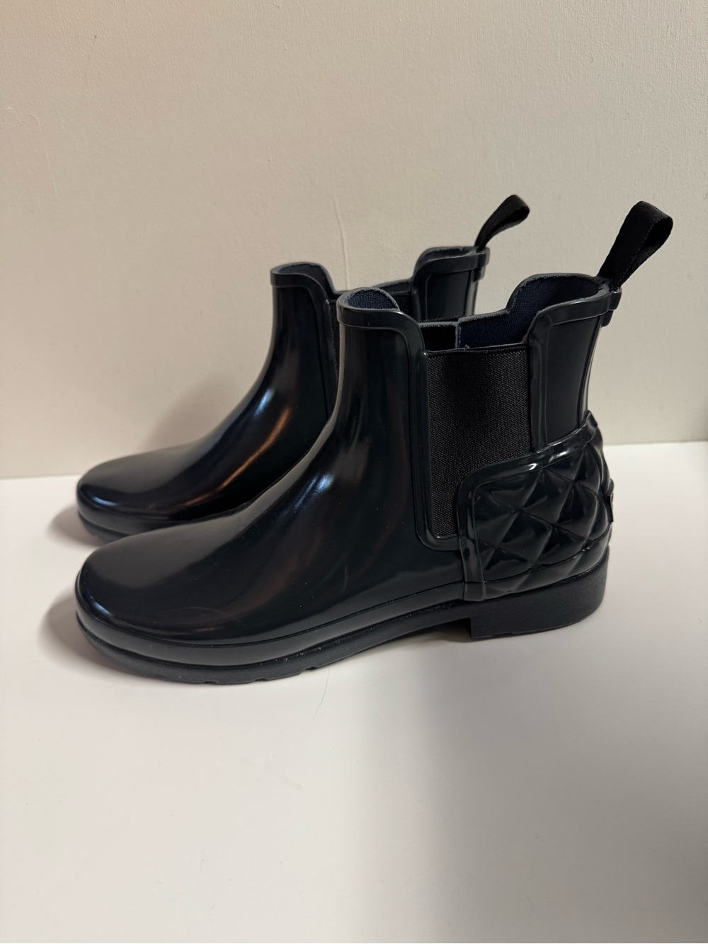 Hunter Black Quilted Chelsea Rain Booties - Women's Ankle Boots